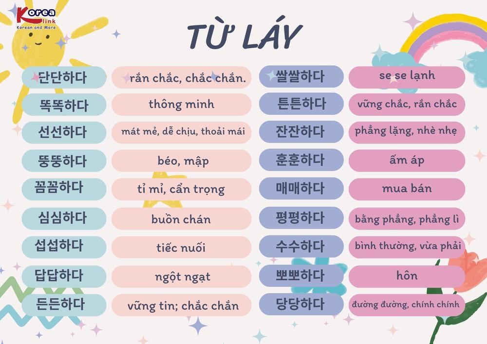 Từ vựng tiếng Hàn theo chủ đề: Từ láy