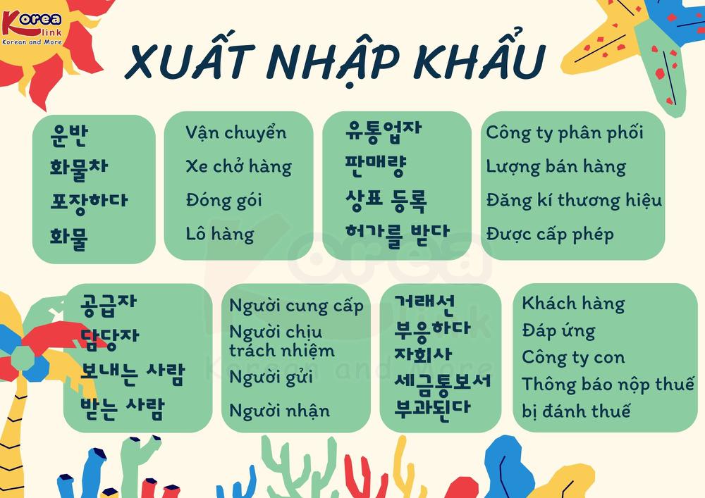 Từ vựng tiếng Hàn theo chủ đề: Xuất nhập khẩu phần 2