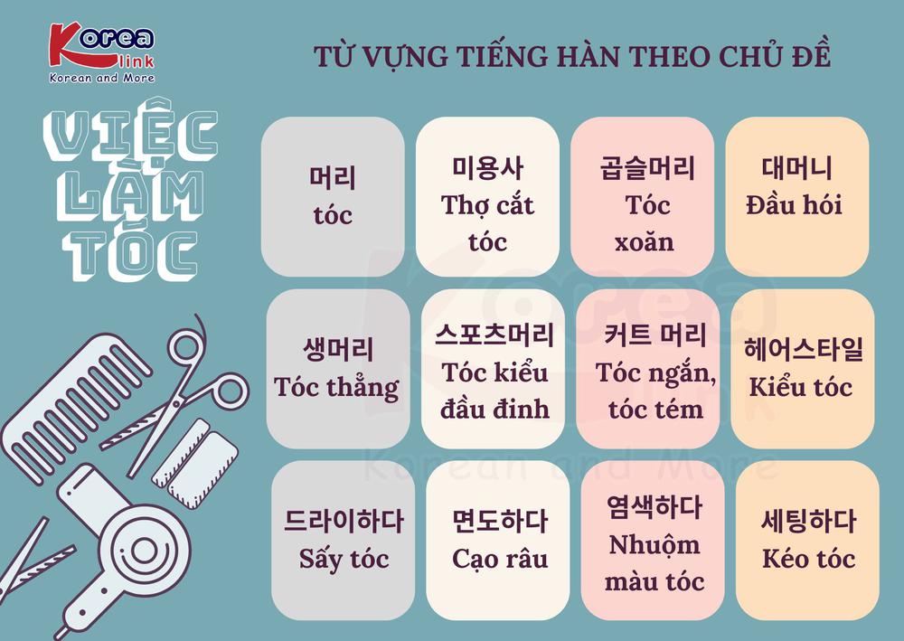 Từ vựng tiếng Hàn theo chủ đề: Việc làm tóc