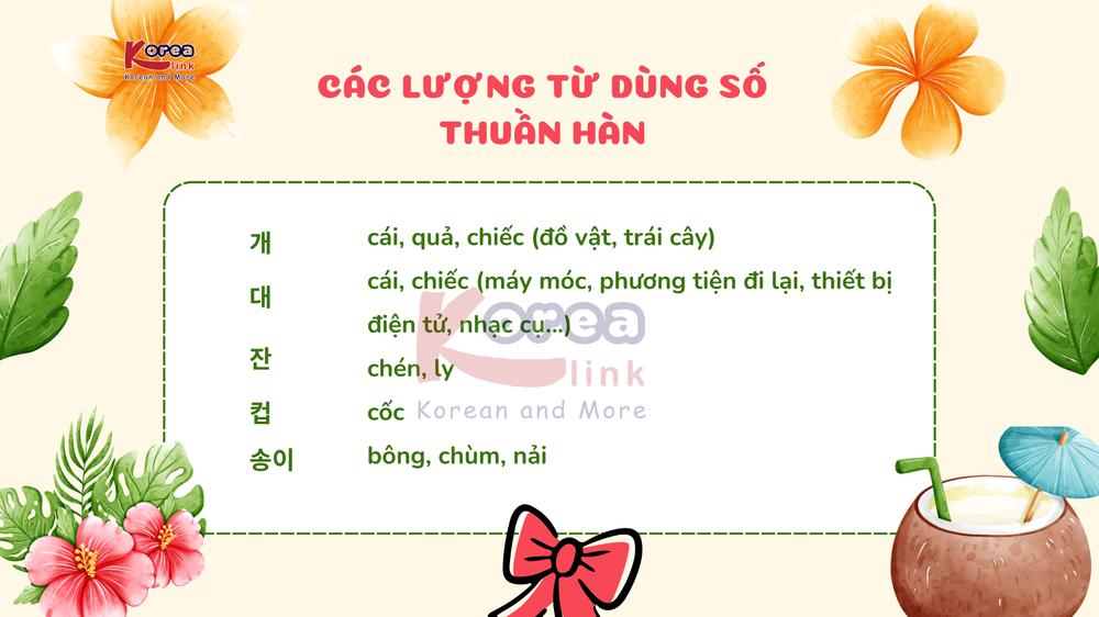 CÁC LƯỢNG TỪ DÙNG SỐ THUẦN HÀN