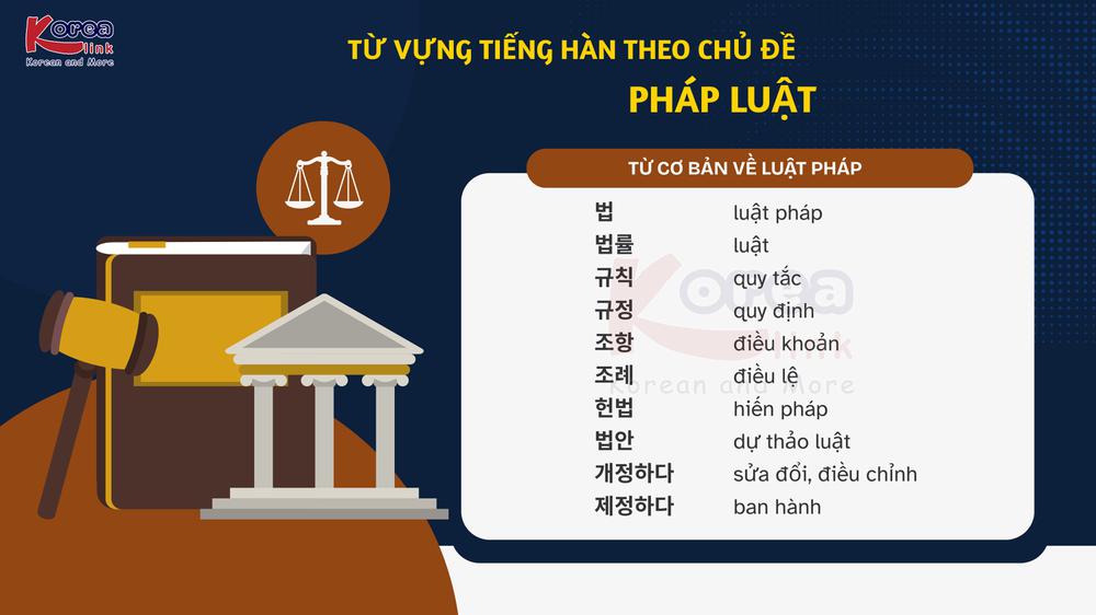 Từ vựng tiếng hàn theo chủ đề: Pháp luật