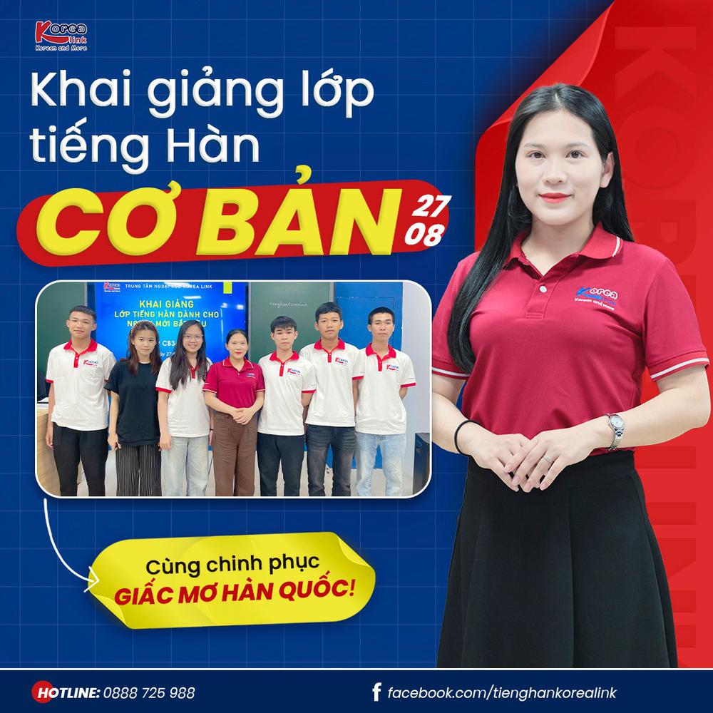 NGÀY 27/8 – KHAI GIẢNG KHÓA TIẾNG HÀN CƠ BẢN TẠI KOREA LINK (NGHỆ AN)