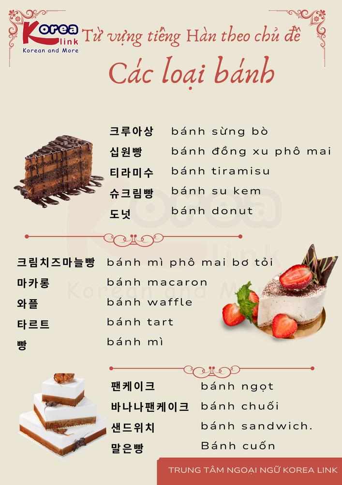 Từ vựng tiếng hàn theo chủ đề: Các loại bánh