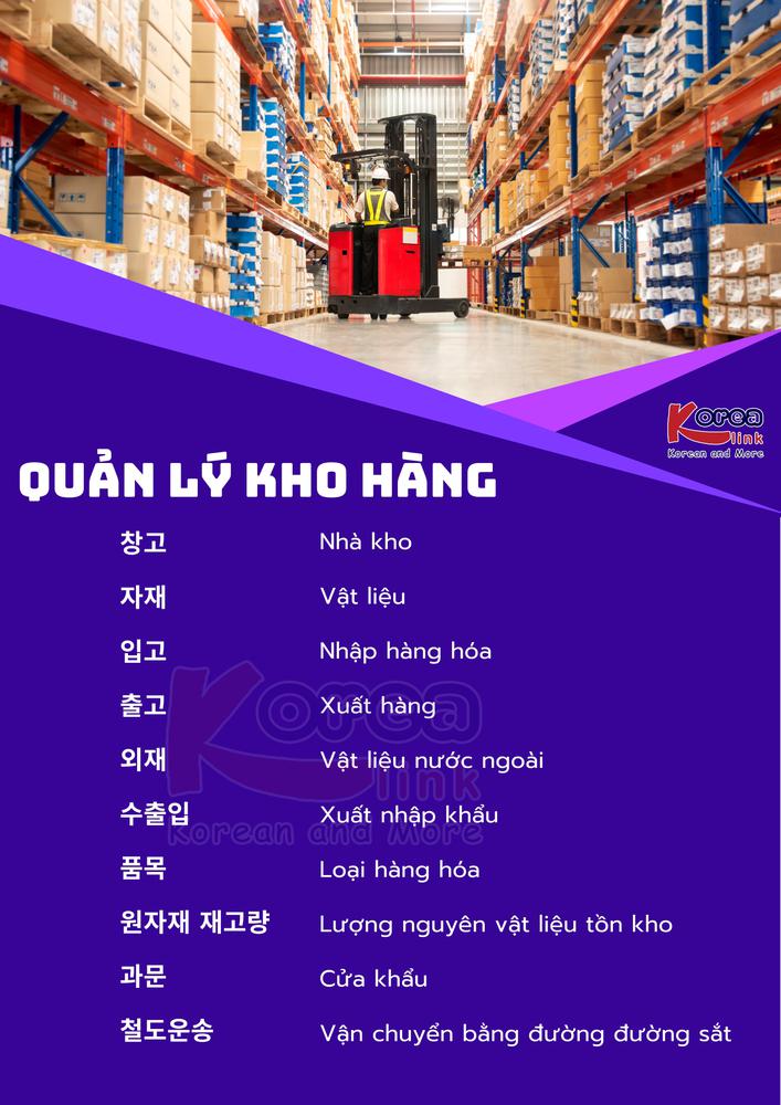 TỪ VỰNG TIẾNG HÀN THƯỜNG DÙNG KHI QUẢN LÝ KHO HÀNG