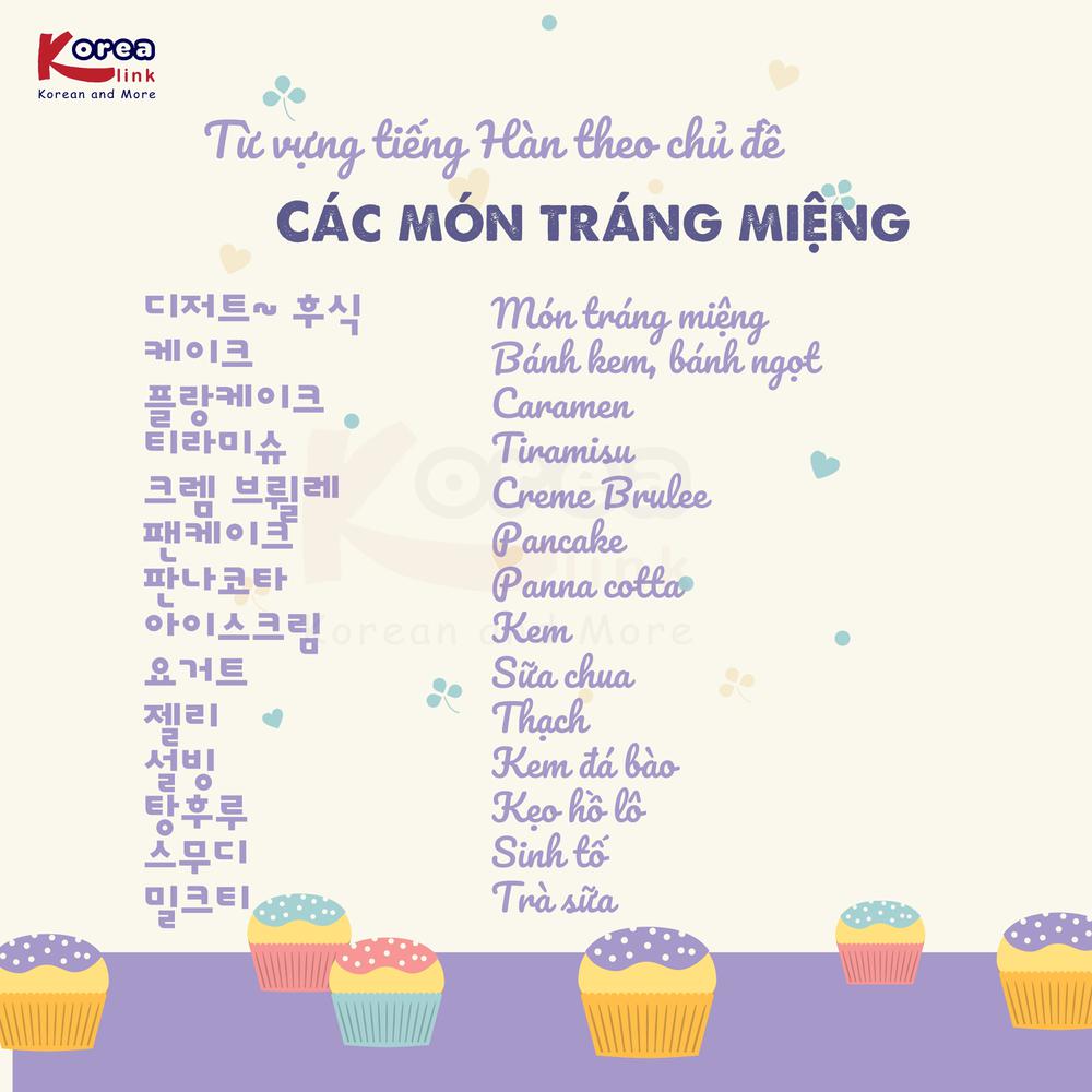 Từ vựng tiếng hàn theo chủ đề: Các món tráng miệng