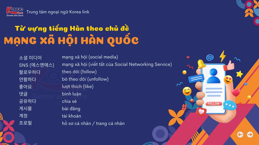 Từ vựng tiếng Hàn theo chủ đề: Mạng xã hội Hàn Quốc