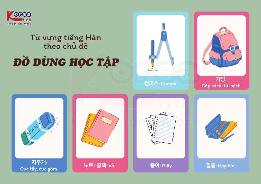 Từ vựng tiếng hàn theo chủ đề: Đồ dùng học tập