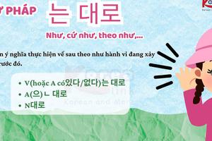 Ngữ pháp 103: 는 대로 - Như, cứ như, theo như,…