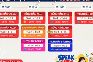 LỊCH KHAI GIẢNG KHÓA HỌC TIẾNG HÀN THÁNG 10/2026 TẠI NGHỆ AN