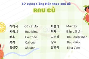Từ vựng tiếng hàn theo chủ đề: Rau củ