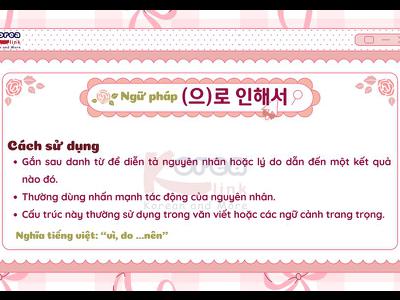 Ngữ pháp 150: (으)로 인해서