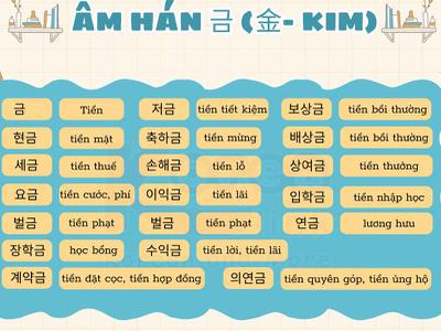 Từ vựng tiếng Hàn theo chủ đề: Âm Hán 금 (金- kim)