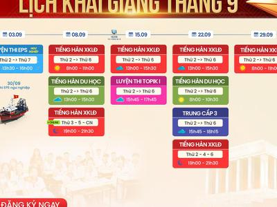 LỊCH KHAI GIẢNG CÁC KHÓA HỌC TIẾNG HÀN THÁNG 9.2025|...