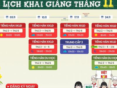 LỊCH KHAI GIẢNG CÁC KHÓA HỌC TIẾNG HÀN THÁNG 11.2025|...