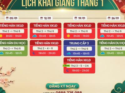 LỊCH KHAI GIẢNG CÁC KHÓA HỌC TIẾNG HÀN THÁNG 1.2026|...