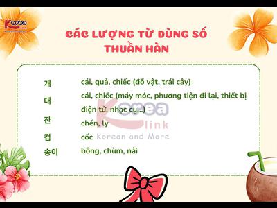 CÁC LƯỢNG TỪ DÙNG SỐ THUẦN HÀN
