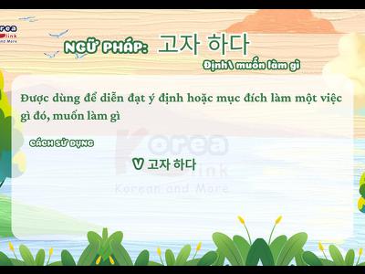 Ngữ pháp 102: 고자 하다