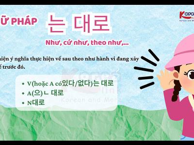 Ngữ pháp 103: 는 대로 - Như, cứ như, theo như,…