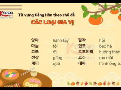 Từ vựng tiếng hàn theo chủ đề: Các loại gia vị