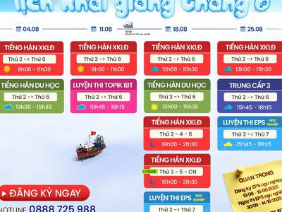 LỊCH KHAI GIẢNG CÁC KHÓA HỌC TIẾNG HÀN THÁNG 8.2025|...