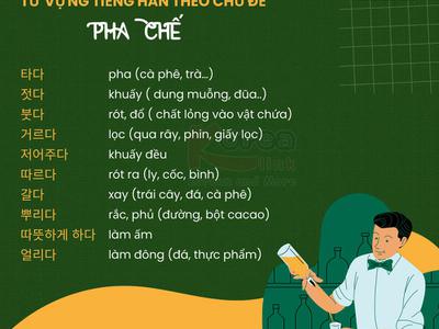 Từ vựng tiếng hàn theo chủ đề: Pha chế