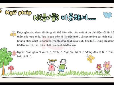 Ngữ pháp 133: N(을/를) 비롯해서....