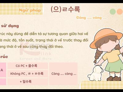 Ngữ pháp 148: (으)ㄹ수록