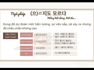 Ngữ pháp 134: (으)ᄅ지도 모르다