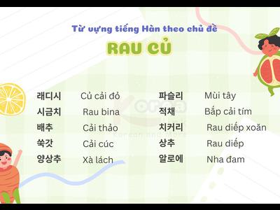 Từ vựng tiếng hàn theo chủ đề: Rau củ