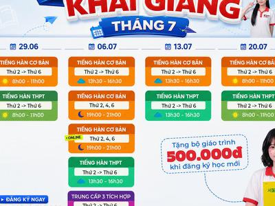 LỊCH KHAI GIẢNG CÁC LỚP TIẾNG HÀN THÁNG 7 TẠI KOREA...