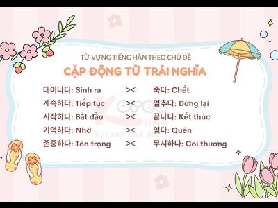 Từ vựng tiếng hàn theo chủ đề: Cặp động từ trái...